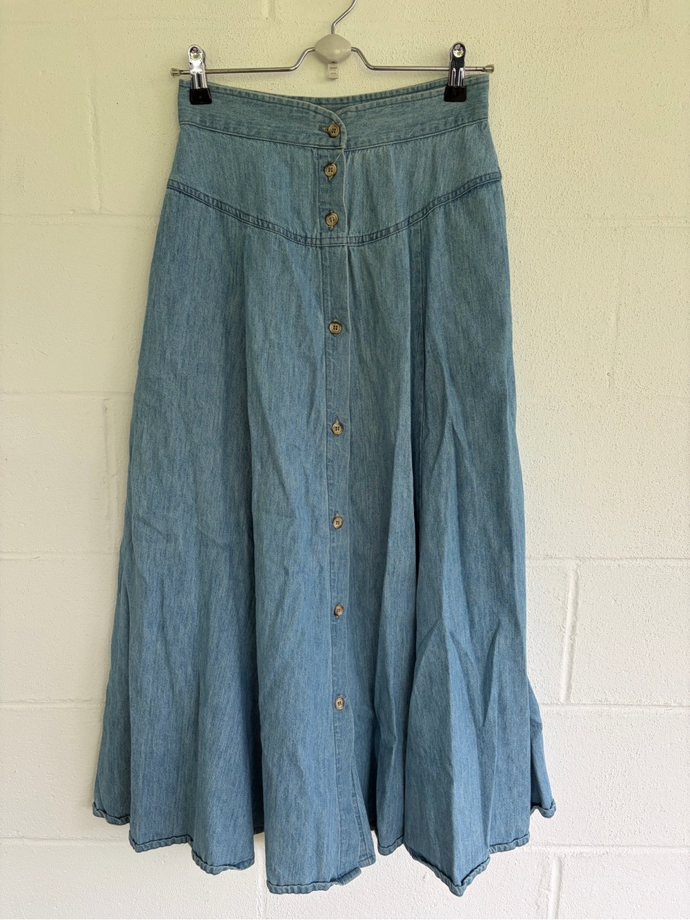 Gotcha Covered - Vintage Denim Button-Front Maxi Skirt